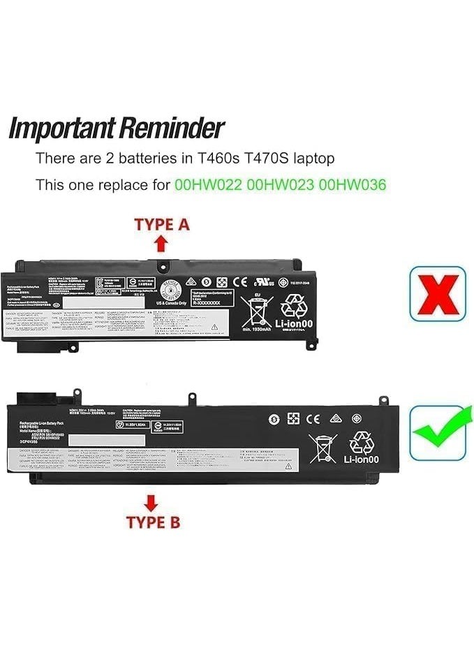 Terabyte Replace Battery 00HW022 SB10F46460 SB10F46461 00HW036 SB10F46474 for Lenov.o ThinkPad T460S T470S 20FA 20F9 20HF 20HG 20JT 11.25V 24wh/24), - Image 2
