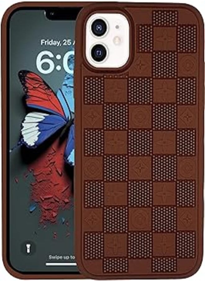 Generic Silicone Case Microfiber Lining with 3D Pattern Boxes Back For iphone 11 6.1 Inch (Caramel) 