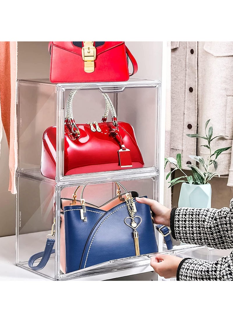 Hihonor 2 Pieces of Handbag Display Box, Acrylic Storage Box, Luxury Transparent Display Storage Box, Storage Bag Shelves Dust Household Finishing Storage, Transparent(36 * 22 * 28CM)  - Image 2