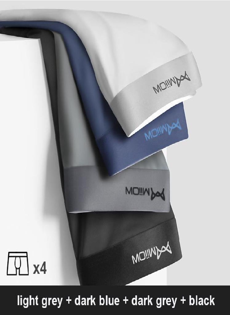 MIIOW - 4Pcs Lot Men Boxer Shorts Graphene Antibacterial Ice Silk Underwear Man Boxershorts Seamless Breathable Male Panties - Image 1