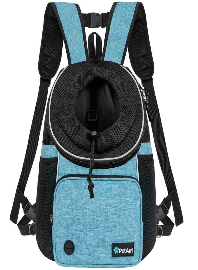 PetAmi Front Carrier Backpack for Dogs and Cats, Adjustable Ventilated Pet Chest Carrier for Hiking Camping Travel, Small Medium Dog Puppy Large Cat Carrying Bag, Max 10 lbs, Teal Blue - Image 1