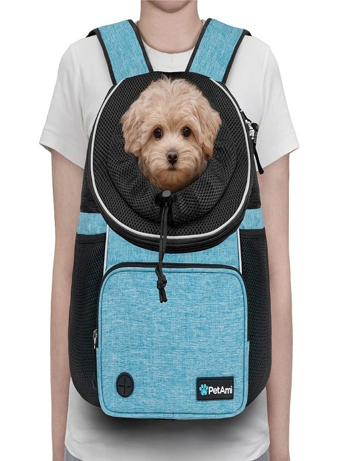 PetAmi Front Carrier Backpack for Dogs and Cats, Adjustable Ventilated Pet Chest Carrier for Hiking Camping Travel, Small Medium Dog Puppy Large Cat Carrying Bag, Max 10 lbs, Teal Blue - Image 2