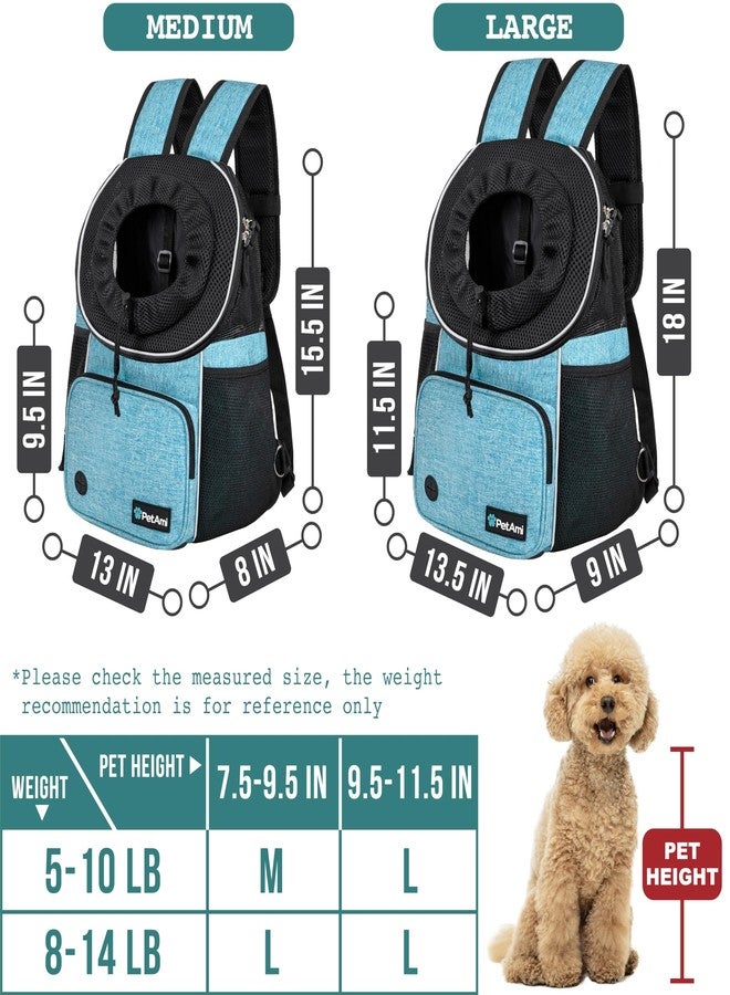 PetAmi Front Carrier Backpack for Dogs and Cats, Adjustable Ventilated Pet Chest Carrier for Hiking Camping Travel, Small Medium Dog Puppy Large Cat Carrying Bag, Max 10 lbs, Teal Blue - Image 3