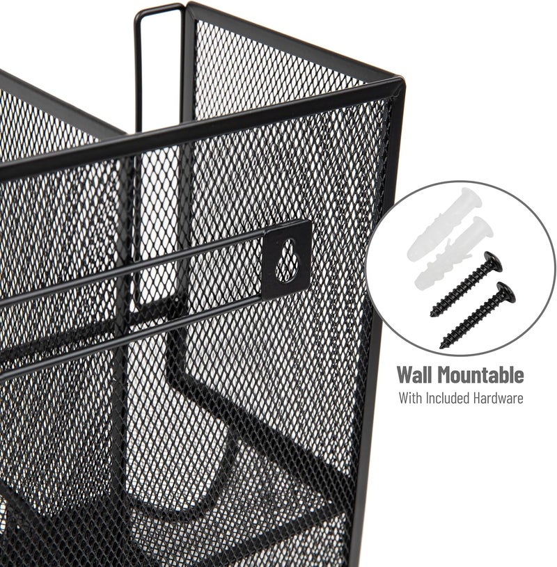 Mind Reader Cup and Condiment Station, Countertop Organizer, Coffee Bar, Kitchen, Metal Mesh, 13"L x 6.45"W x 11.25"H, Black - Image 4