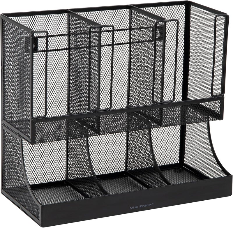 Mind Reader Cup and Condiment Station, Countertop Organizer, Coffee Bar, Kitchen, Metal Mesh, 13"L x 6.45"W x 11.25"H, Black - Image 5