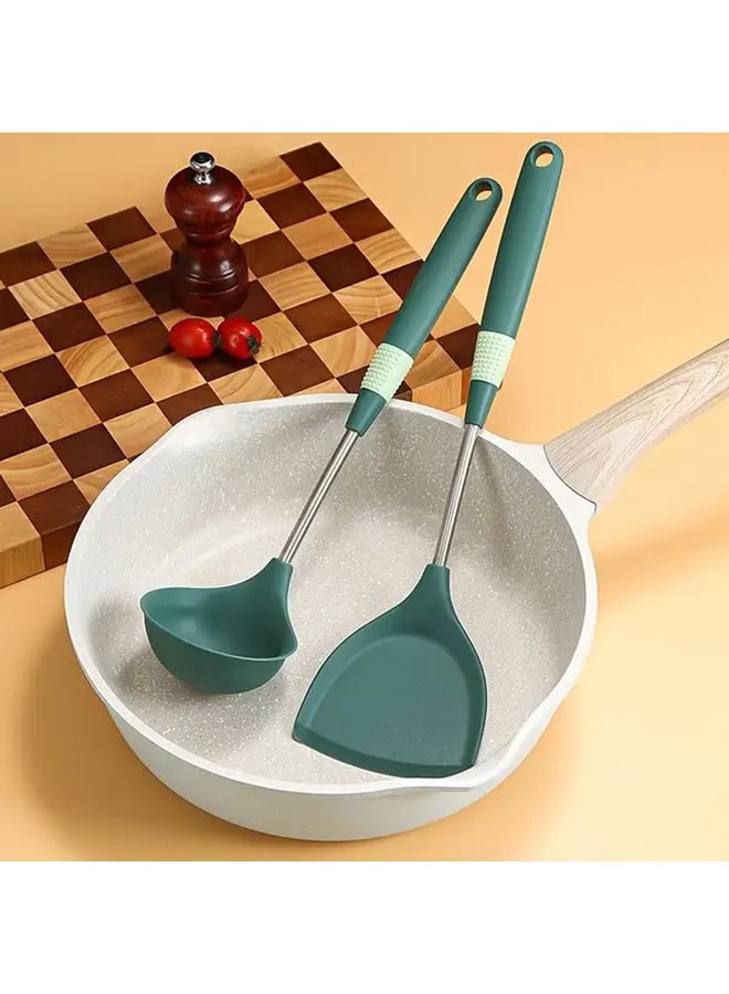 2pcs Premium Cooking Utensil Set with Spatula and Soup Ladle Flexible Heat Resistant Silicone - Image 1