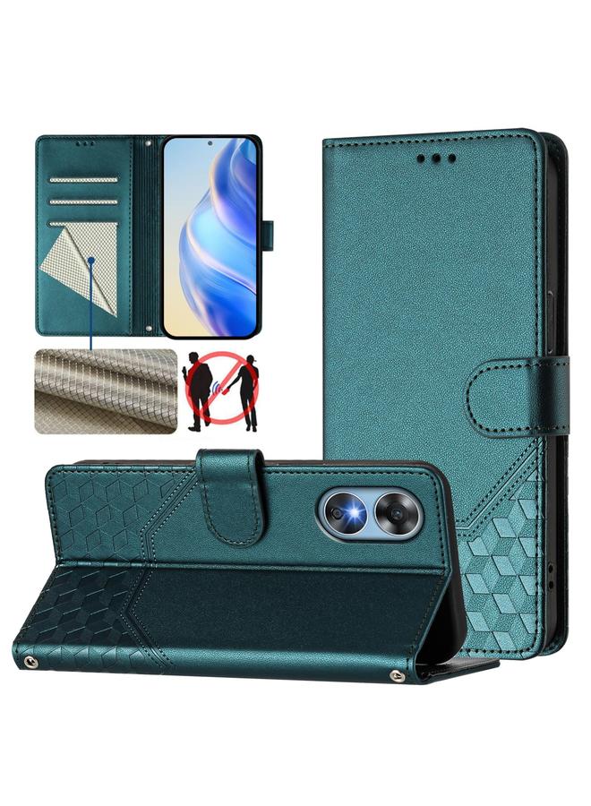 اس-توب جراب لهاتف OPPO A17 4G Global / A17k جراب هاتف جلدي بنقش قرص العسل بتقنية RFID - Image 1