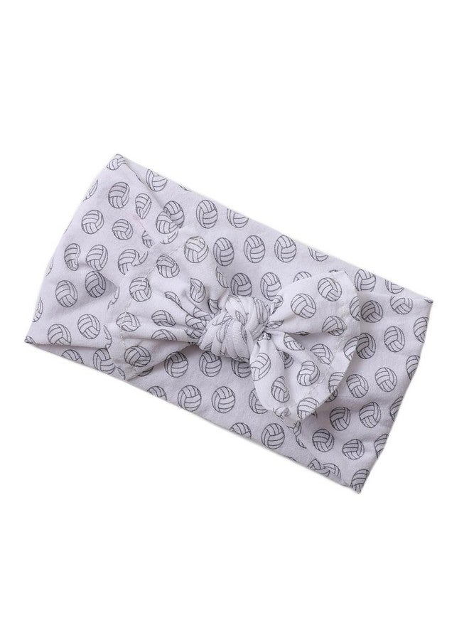 BBTDIN Baby Girls Volleyball Headband Turban Baby Volleyball Hair Band Bowknot Baby Volleyball Hair Bow BTB11 (A-White, Free Size) - Image 1