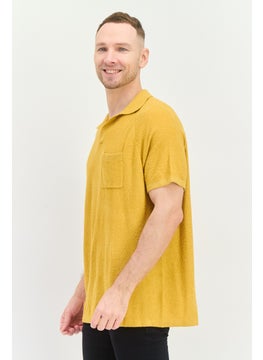 Asos Design Men Regular Fit Textured Short Sleeves Polo Shirt, Mustard  - Image 2