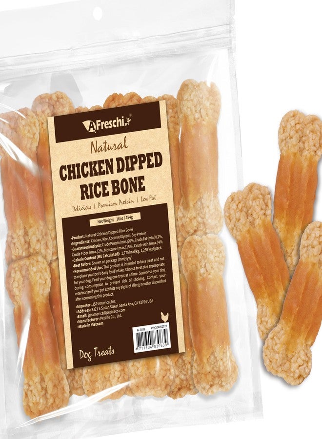 A Freschi srl Chicken Dog Treats, All Natural, Healthy & Easily Digestible, Grain-Free Puppy Chews, Low-Fat, Human Grade Training & Rewards Dog Snacks, Rice Bone, 16 oz Pack - Image 1