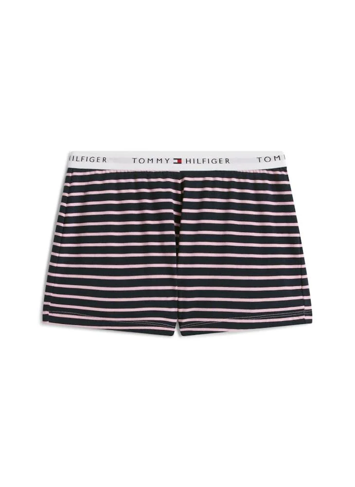 Tommy Hilfiger Bonita Pink / Breton Navy Signature T-Shirt And Shorts Pyjama Set for Women | Best Price UAE