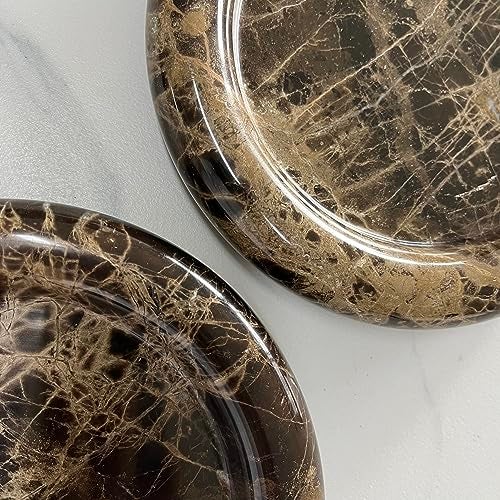 SAIDKOCC Natural Marble Round Vanity Tray Jewelry Makeup Dish Decorative Tray for Coffee Table,Bathroom,Bedroom (Coffee Net) - Image 5