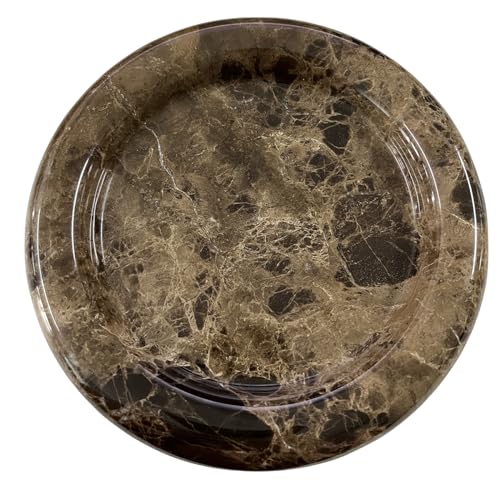 SAIDKOCC Natural Marble Round Vanity Tray Jewelry Makeup Dish Decorative Tray for Coffee Table,Bathroom,Bedroom (Coffee Net) - Image 1