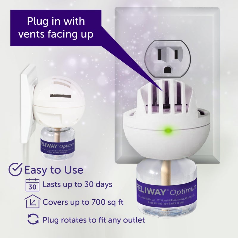 Feliway مجموعة بدء تشغيل موزع الفيرومون FELIWAY® Optimum لتهدئة القطط لمدة 30 يومًا، 48 مل - يساعد في تقليل علامات التوتر الشائعة في القطط والهررة، تهدئة محسّنة - Image 5