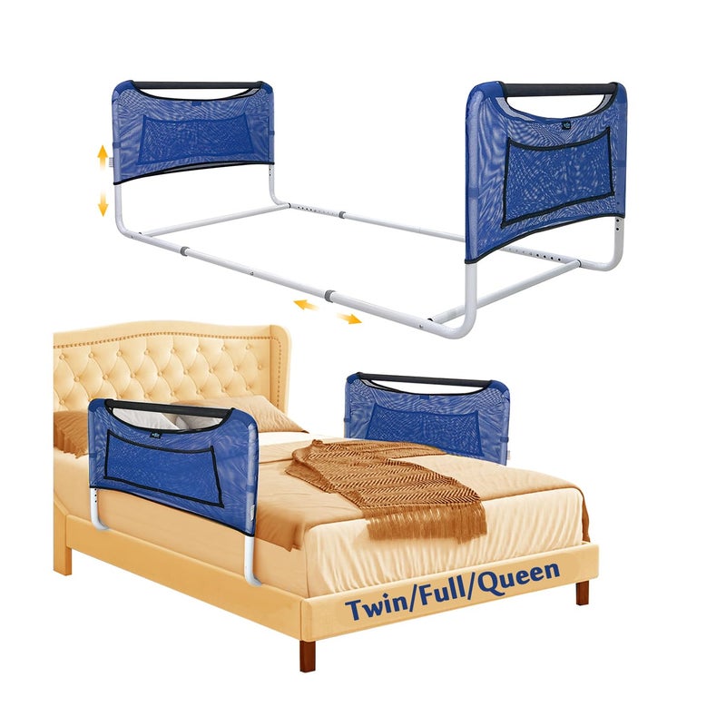 Mybow Double Bed Rail U Bar for Medical Bedside Safety Assisting Rails Railing Support for Elderly Adults Under Mattress Handrail Hospital Dual Bed Rails for Seniors Twin Full Queen Adjustable Rail