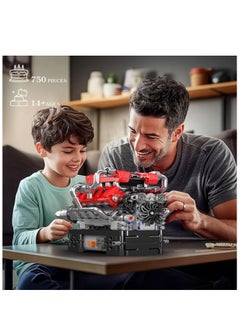 mould king 10204 Supercar Building Blocks,Educational Sports Car V8 Engine Transmission Model Kit, Sports Car Bricks Set Building Gift for Adults Teens  - Image 5