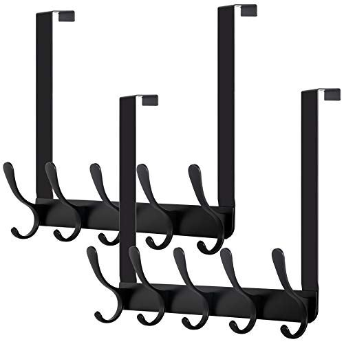 WEBI Over The Door Hooks for HangingDoor HangerOver The Door Towel Rack Coat Rack Towel Hanger for CoatsClothesBathroomBlack2 Packs