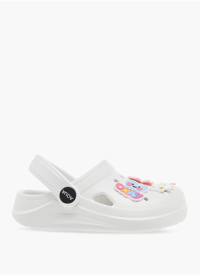 Aqua Girls Applique Detail Clogs with Backstrap  - Image 3