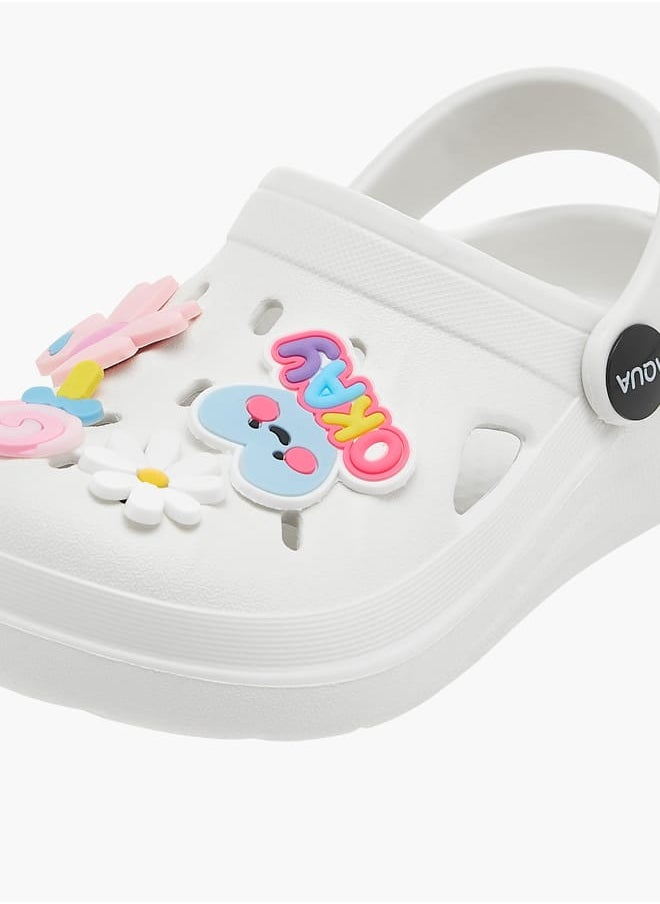 Aqua Girls Applique Detail Clogs with Backstrap  - Image 4