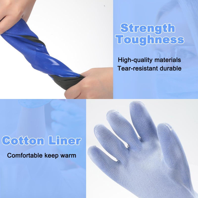 Shellwei 4 Pairs Chemical Resistant Rubber Gloves 27"" Heavy Duty Waterproof Aquarium Long Gloves for Chemical(Stylish) - Image 4