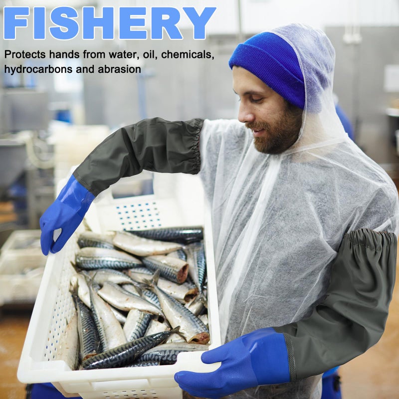 Shellwei 4 Pairs Chemical Resistant Rubber Gloves 27"" Heavy Duty Waterproof Aquarium Long Gloves for Chemical(Stylish) - Image 5