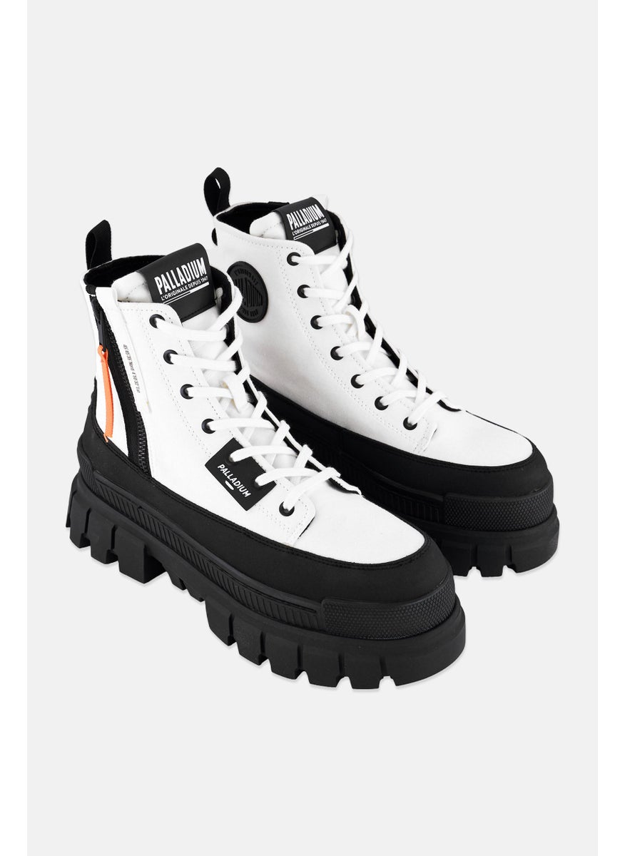 PALLADIUM Women Lace Up Closed Toe Ankle Boots, Black/White  - Image 1