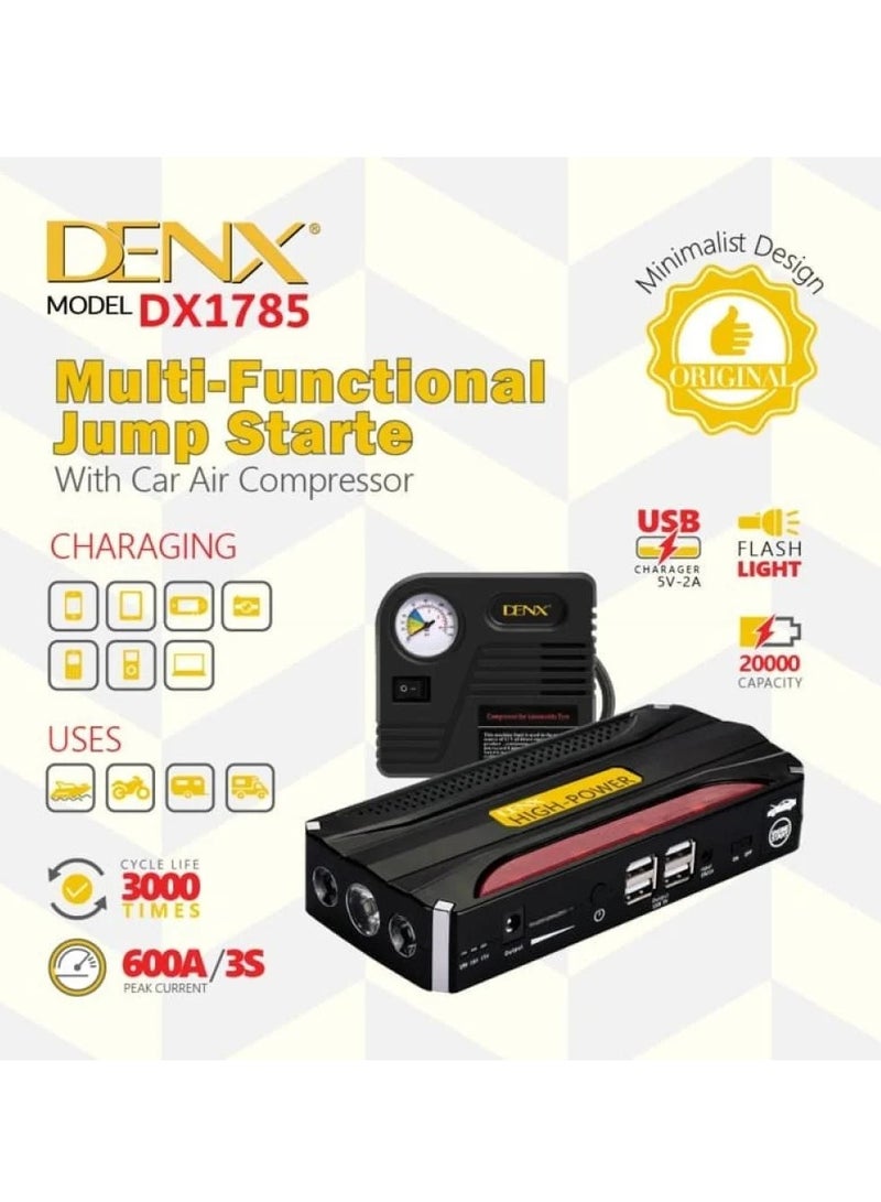 دينكس جهاز تشغيل السيارة DX1785 بقوة 20000 مللي أمبير/ساعة + منفاخ هواء متعدد الأغراض - Image 1