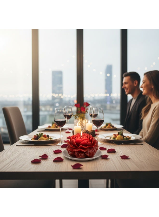 شمعة عطرية على شكل وردة حمراء – مصنوعة يدويًا من شمع الصويا الطبيعي برائحة الورد الرومانسية، مثالية للديكور والهدايا والمناسبات - Image 4