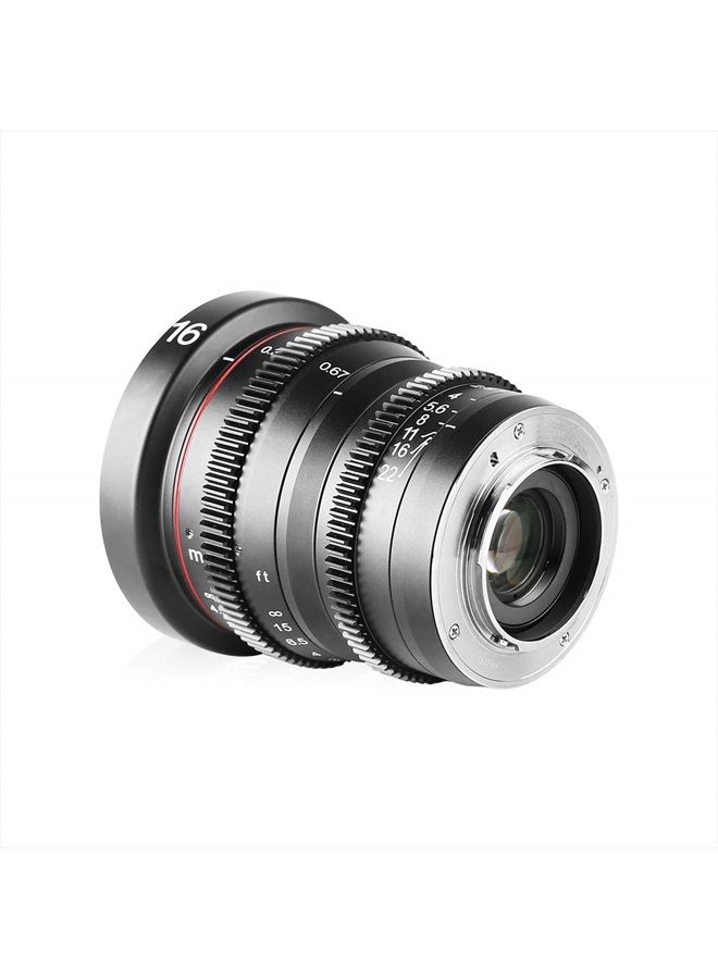 Meike 16mm T2.2 Manual Focus Wide Angle Fixed Prime Cinema Lens for M43 Micro Four Thirds MFT Mount Cameras and Cinema Camera BMPCC - Image 4