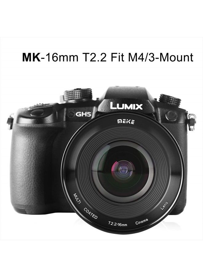 Meike 16mm T2.2 Manual Focus Wide Angle Fixed Prime Cinema Lens for M43 Micro Four Thirds MFT Mount Cameras and Cinema Camera BMPCC - Image 5