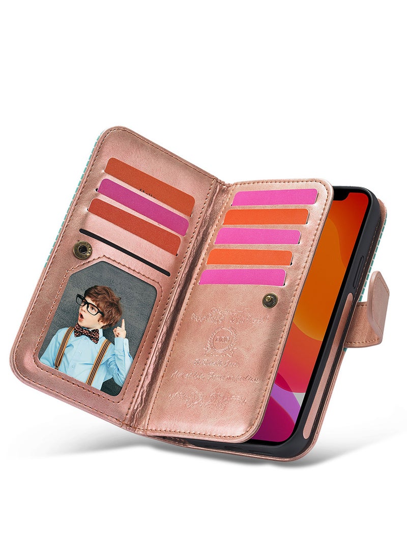 CATANES (for iPhone 12 Mini) Wallet Case Leather Cover, ID Credit Holder Folio Flip Wallet case with Unique Design Gold/White - Image 3