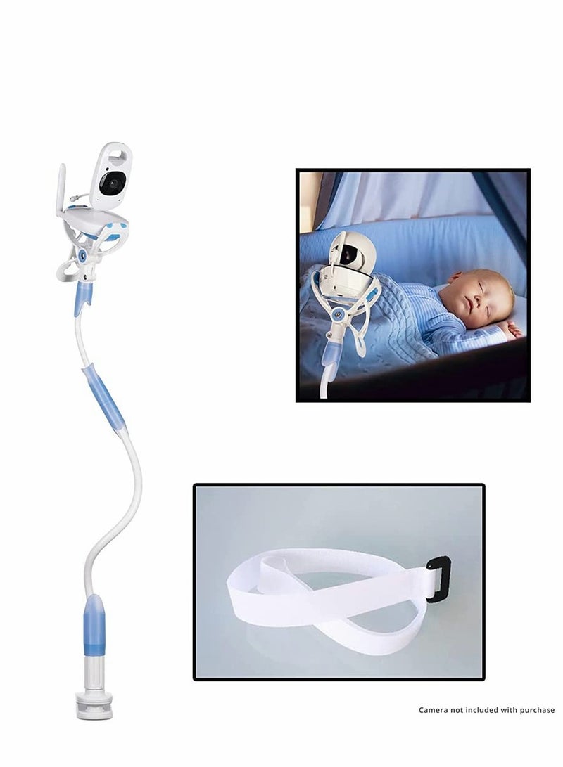 KASTWAVE Universal Baby Monitor Wall Mount, Infant Baby Camera Holder, Baby Monitor Shelf for Crib Nursery Compatible with Most Baby Monitors, Versatile Twist Mount Without Tools or Wall Damage (Blue) - Image 1