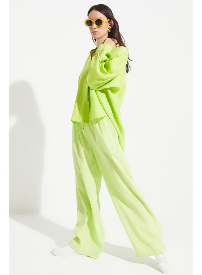 جون بنطلون مودال بمقاس مرن وخصر مطاطي - حصري يونيو - أخضر فاتح - Image 1