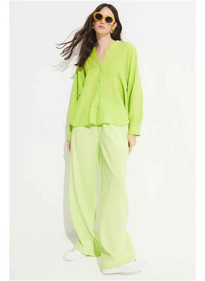 JUNE June Exclusive Elastic Waist Modal Blend Trouser Light Green