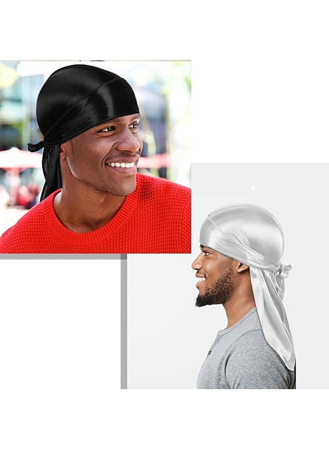 Y&D Velvet Durag Men Women Unisex, Soft Headwraps with Extra Long Tail and Wide Straps Perfect for 360 Waves Pirate Cap Bandana Turban Hat, 4 Pieces - Image 3