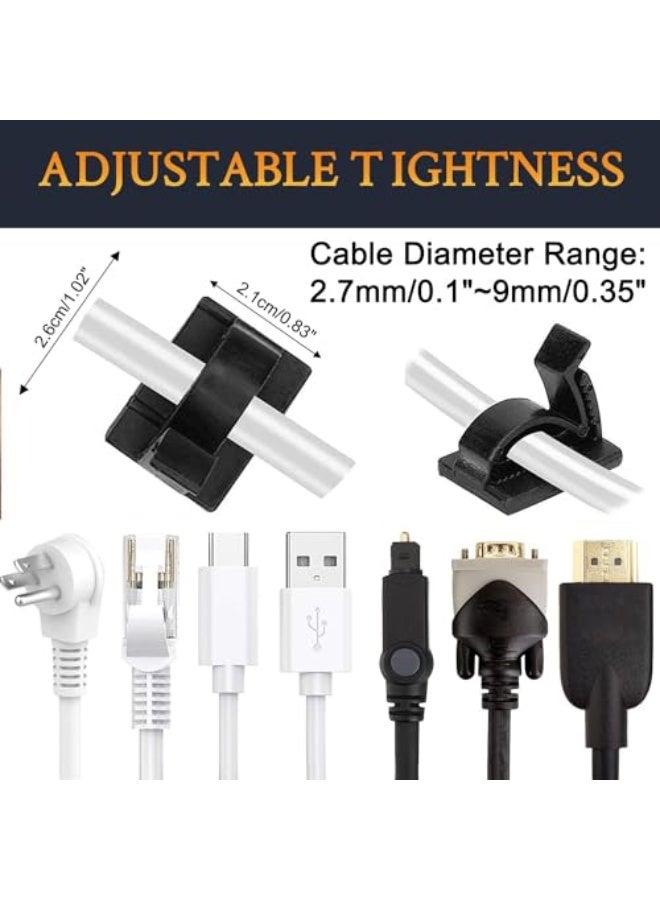 SOULWIT 50Pcs Adjustable Cable Management Clips, Adhesive Organizers Sticky Wire Clips Cord Holder for TV PC Ethernet Under Desk Wall Home Office - Image 3