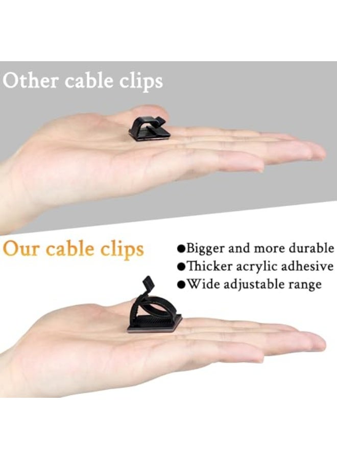 SOULWIT 50Pcs Adjustable Cable Management Clips, Adhesive Organizers Sticky Wire Clips Cord Holder for TV PC Ethernet Under Desk Wall Home Office - Image 4