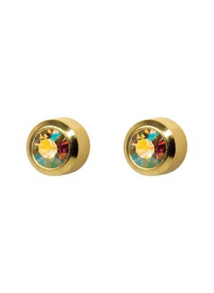 Sterilized Earring 24K Gold Plated Bezel 4mm Ab Crystal Stone dozen (12 pieces)