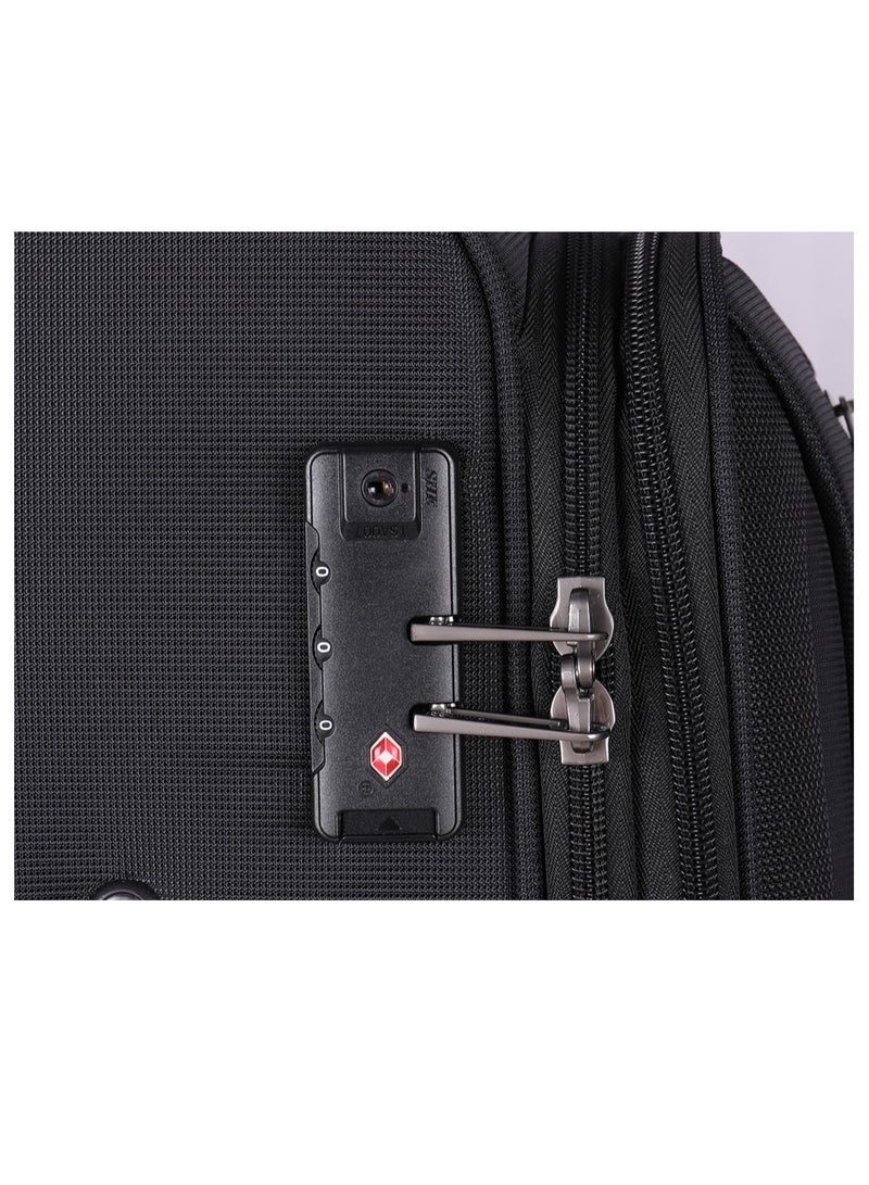 إيمينينت حقيبة سفر يونيسكس ناعمة بعجلات من البوليستر خفيفة الوزن قابلة للتوسيع مع قفل  ثلاثي الأرقام أسود - Image 5