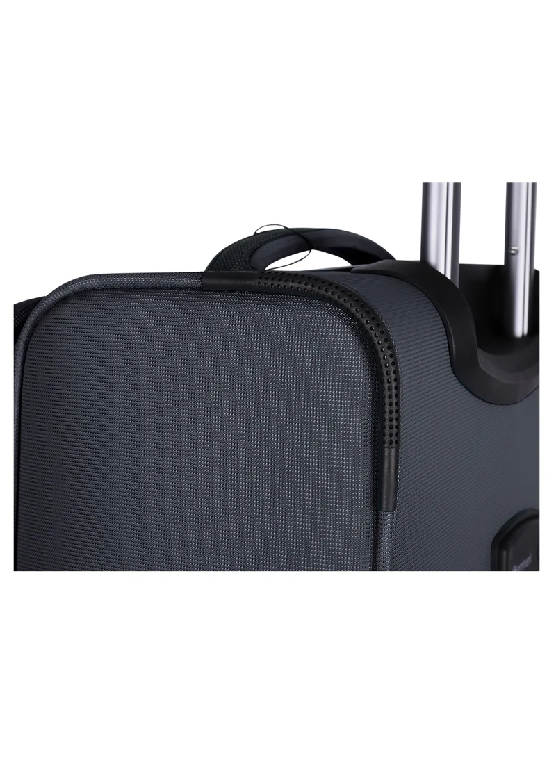 eminent Unisex Soft Travel Bag Trolley Luggage Set of 3 Polyester Lightweight Expandable 4 Double Spinner Wheeled Suitcase with 3 Digit TSA lock E751 Black