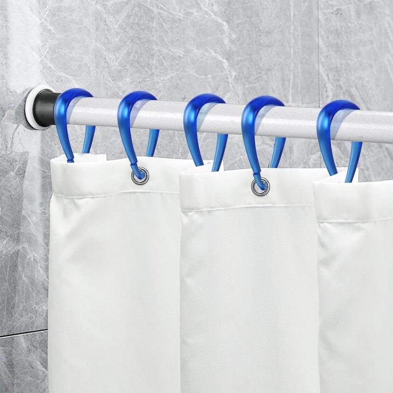 Topspring Blue Plastic Shower Curtain Hooks Rings - 12 Pcs Drop Shaped Shower Hooks for Curtain Bathroom Shower Rod - Image 5