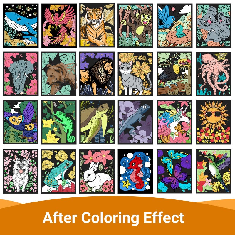 HOTPLACY 48 Pcs Fuzzy Velvet Coloring Posters Animal Fuzzy Posters to Color for Adults Teenagers Large Poster DIY Coloring Sheets for Classroom Festive Holiday Arts Crafts Activity,24 Style - Image 4