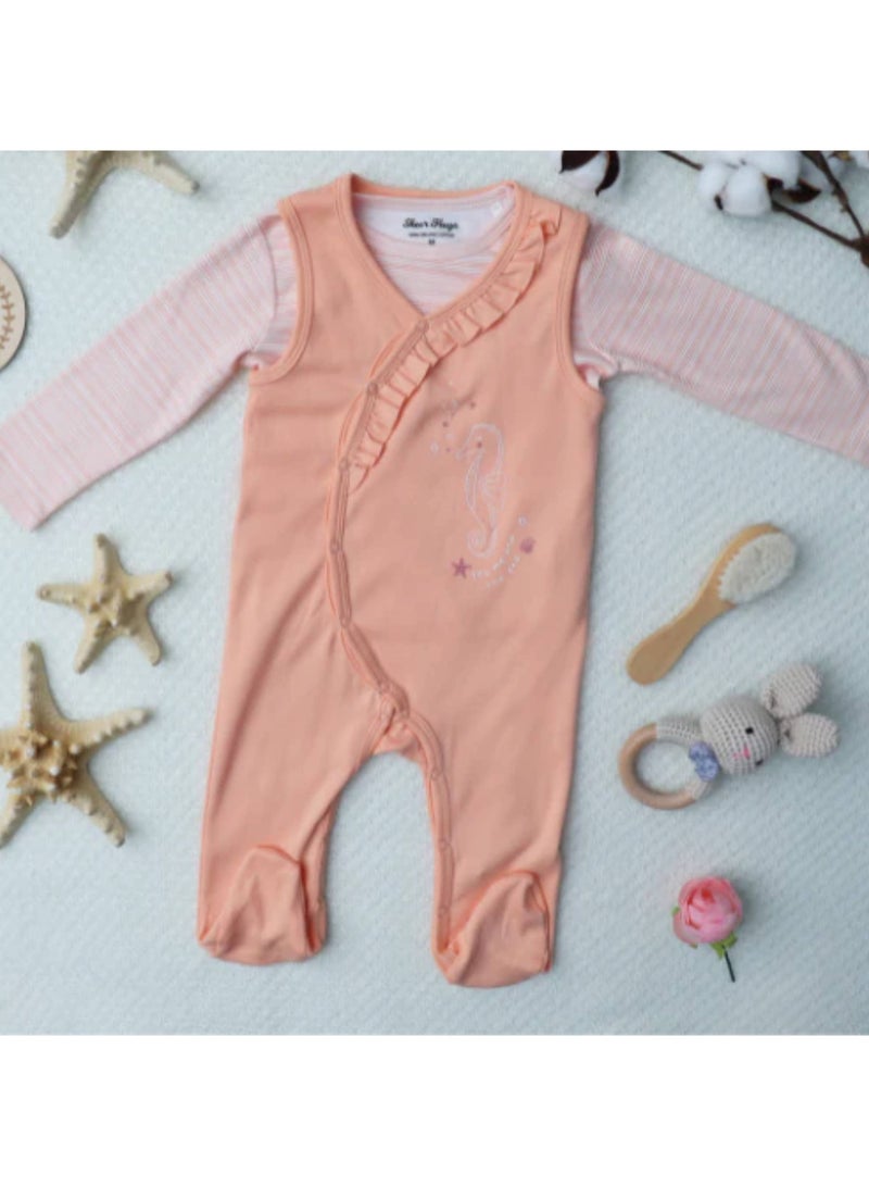 Sheer Hugs Sheer Hugs Romper + Top for Girls, Orange - Image 1