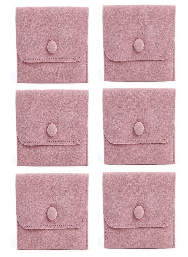 SUKPSY 6 Pcs Velvet Jewelry Storage Bags with Snap Button Jewelry Gift Packaging Bags Purse Jewelry Pouches for Rings, Bracelets, Necklaces, Earrings,Watch and Other Small Item (Pink) - Image 1