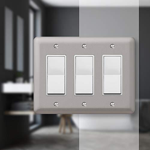 Amerelle Devon Round Corner Triple Rocker Steel Wallplate in Brushed Nickel - Image 3