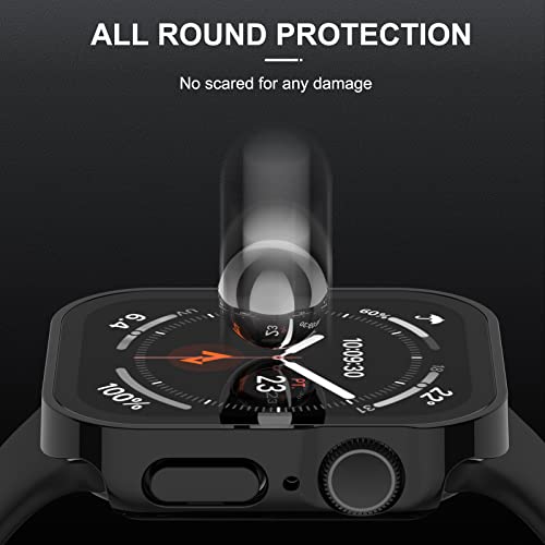 Adepoy 2 Pack Hard Case Compatible with Apple Watch 45mm Series 9 Series 8 Series 7 with Tempered Glass Screen Protector, Black Ultra-Thin Durable Protective Cover for iWatch - Image 4