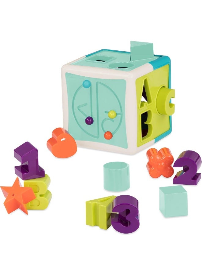 BATTAT Shape Sorter Cube Sorting Toy For Learning Shapes, Letters, Numbers 12 Pcs Educational Activity Cube With Bead Maze Toddlers, Kids 2 Years +, Multi  - Image 1