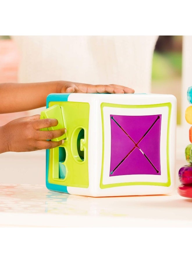 BATTAT Shape Sorter Cube Sorting Toy For Learning Shapes, Letters, Numbers 12 Pcs Educational Activity Cube With Bead Maze Toddlers, Kids 2 Years +, Multi  - Image 4