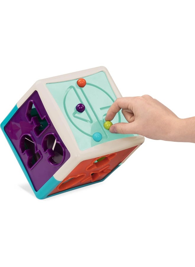 Shape Sorter Cube Sorting Toy For Learning Shapes, Letters, Numbers 12 Pcs Educational Activity Cube With Bead Maze Toddlers, Kids 2 Years +, Multi