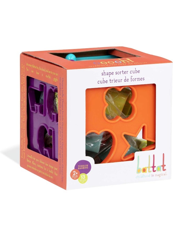 Shape Sorter Cube Sorting Toy For Learning Shapes, Letters, Numbers 12 Pcs Educational Activity Cube With Bead Maze Toddlers, Kids 2 Years +, Multi